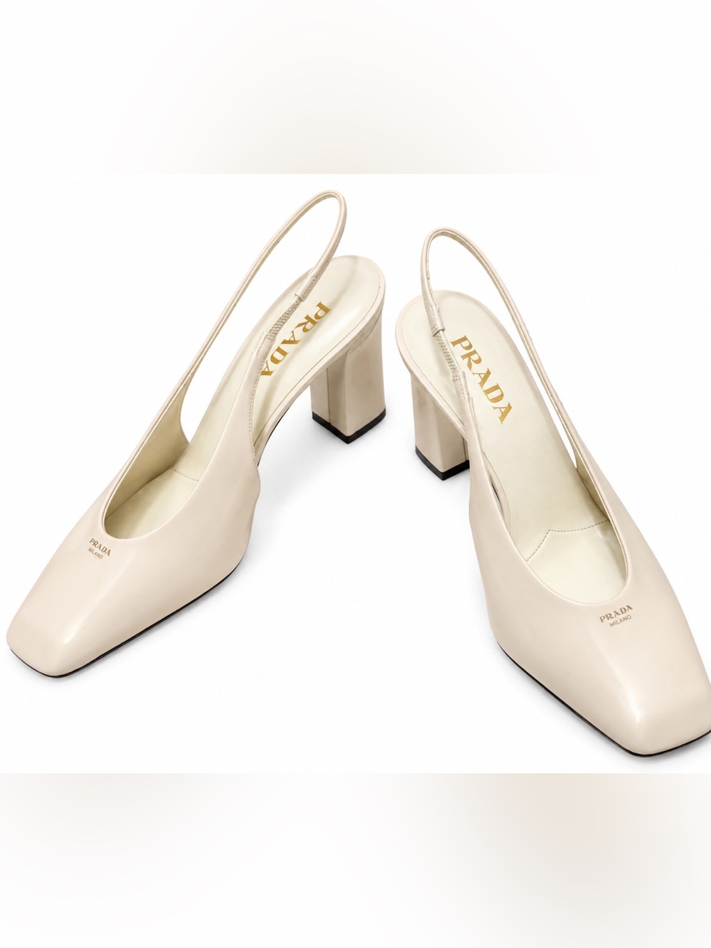 Prada Ivory Sling Back Heels